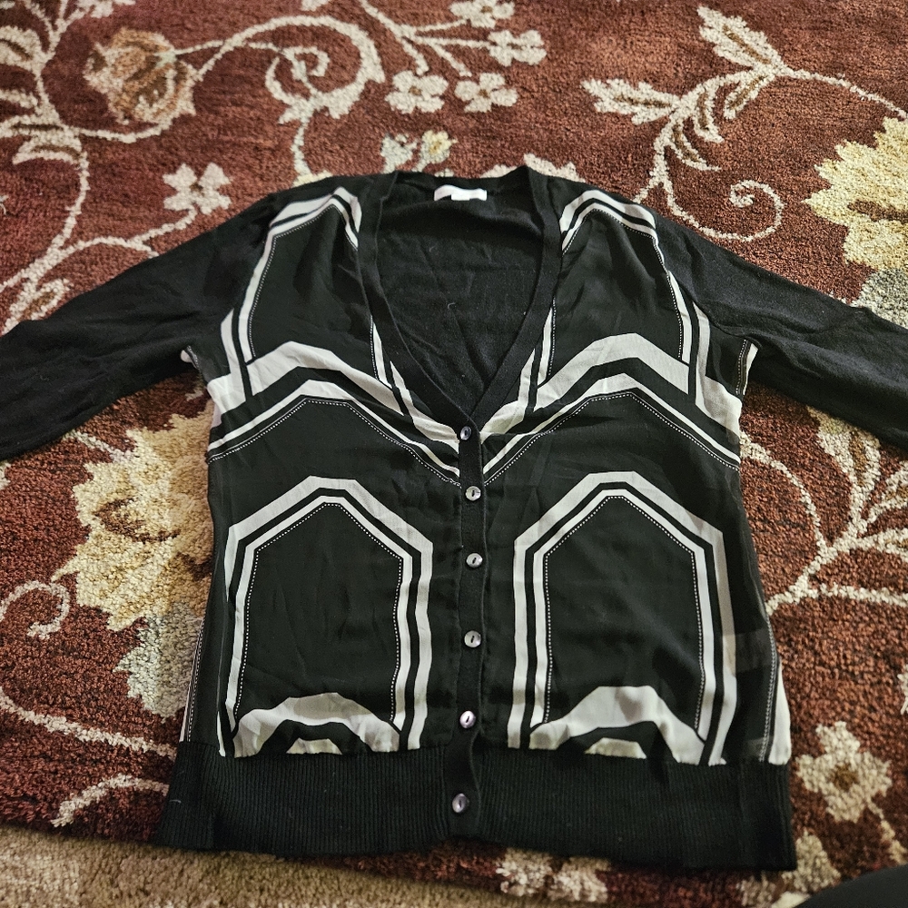 Womens Geometric NY & Co Size M Sheer DRESS CARTIGAN